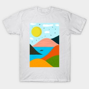 Fishing sea and mountains T-Shirt